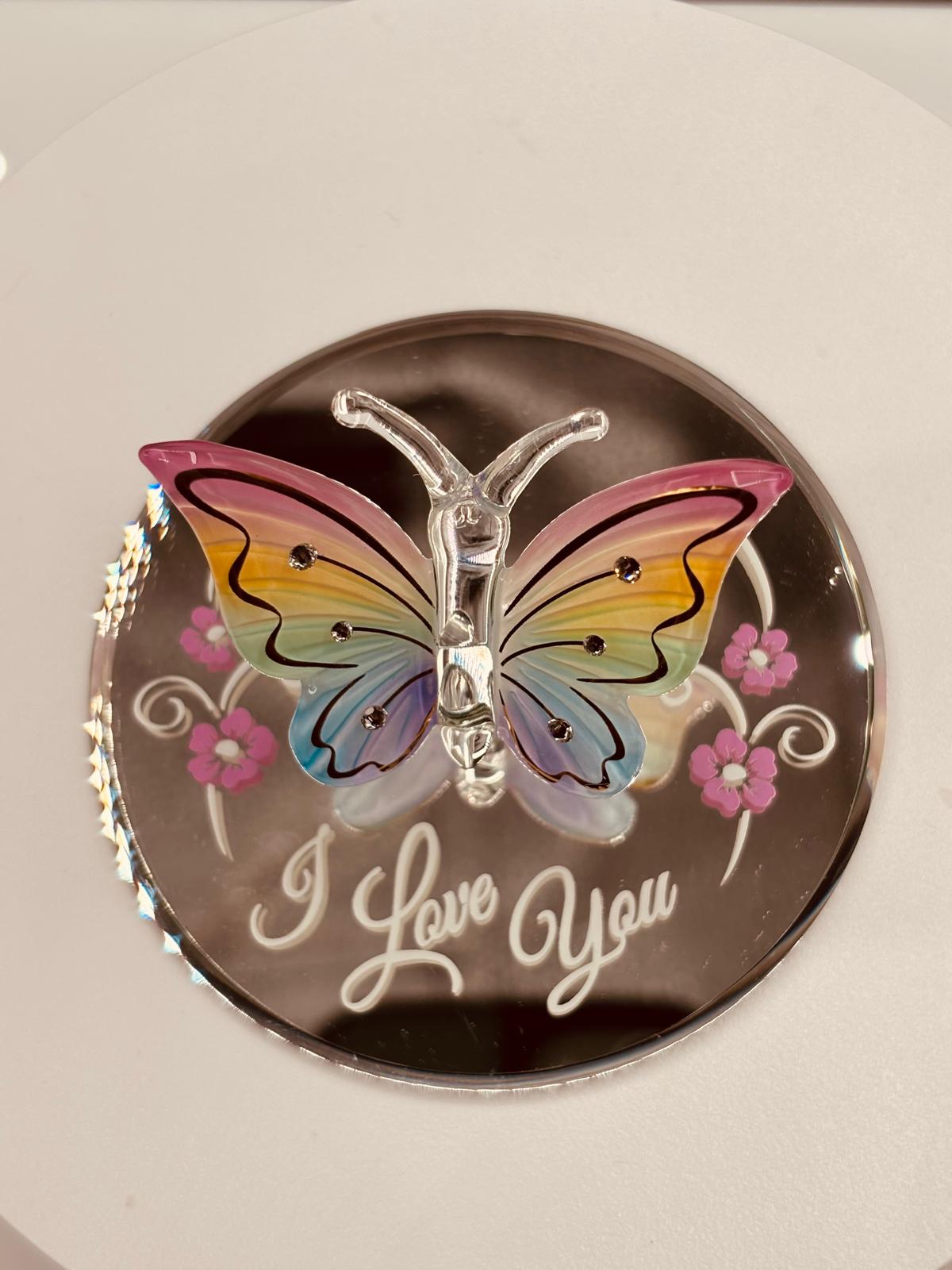 Rainbow Butterfly Glass Figurine | I Love You Gift with Crystals