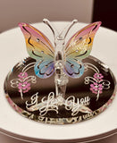 Rainbow Butterfly Glass Figurine | I Love You Gift with Crystals