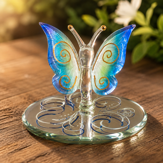 Blue Butterfly Figurine – Handcrafted Glass Butterfly Decor & Gift