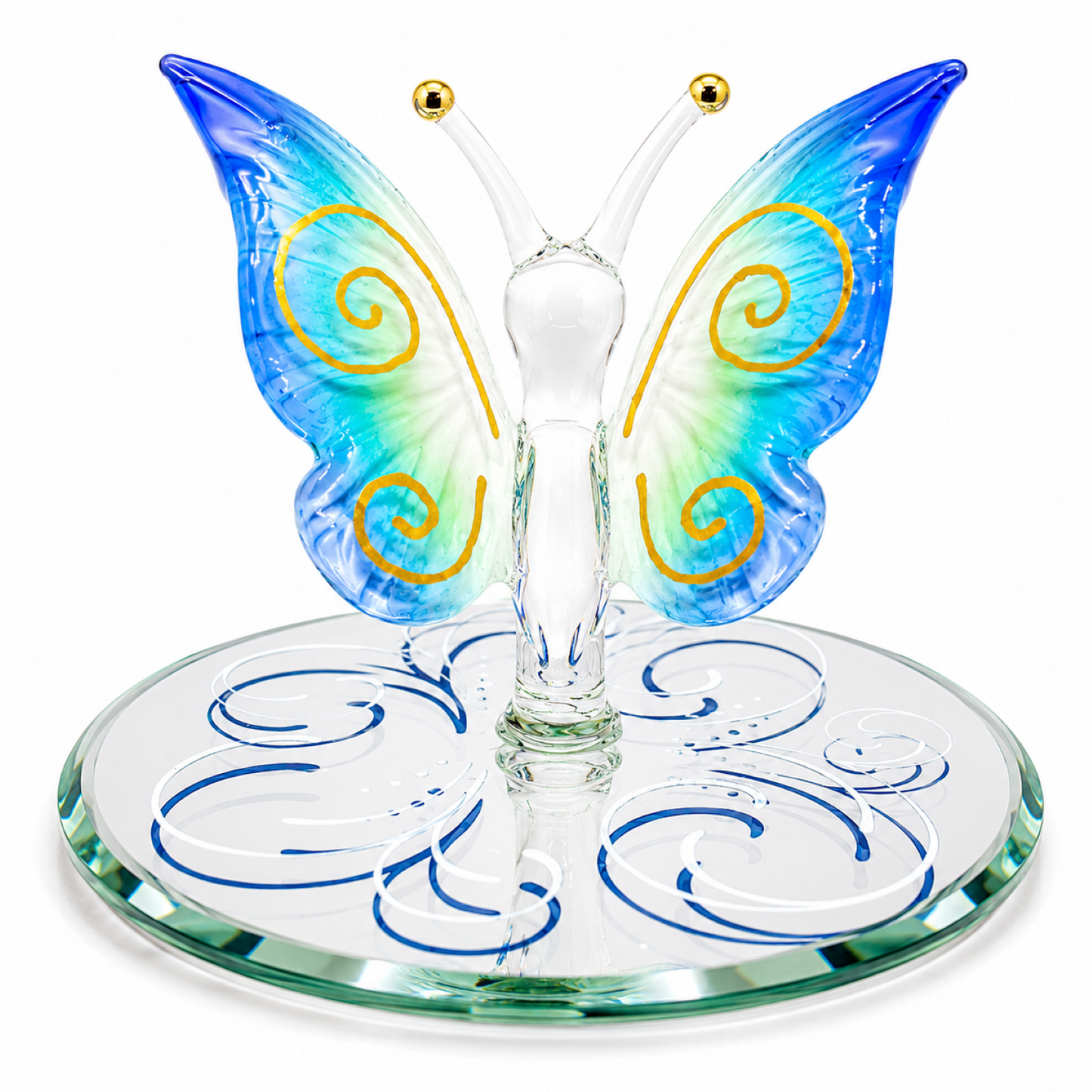 Blue Butterfly Figurine – Handcrafted Glass Butterfly Decor & Gift