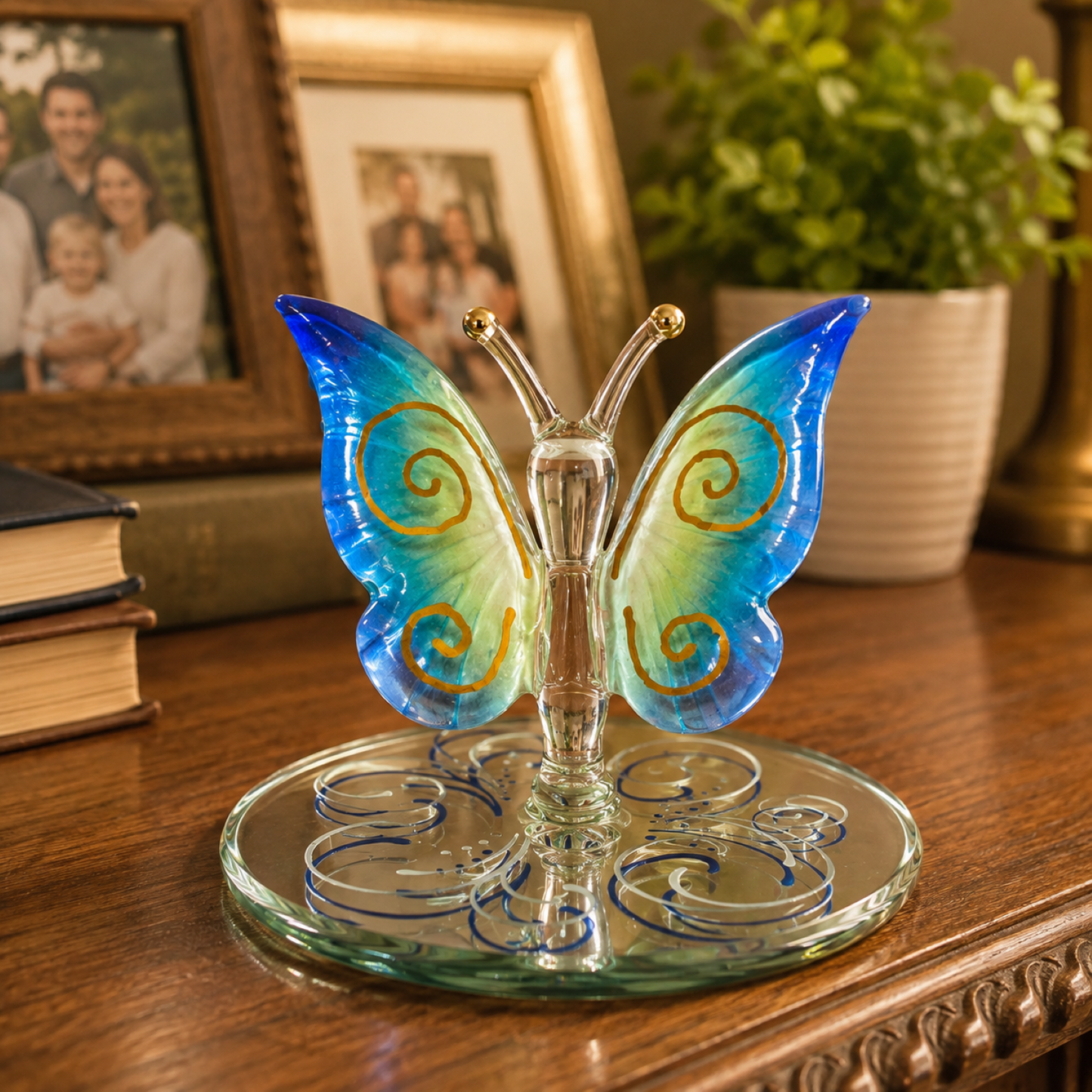 Blue Butterfly Figurine – Handcrafted Glass Butterfly Decor & Gift