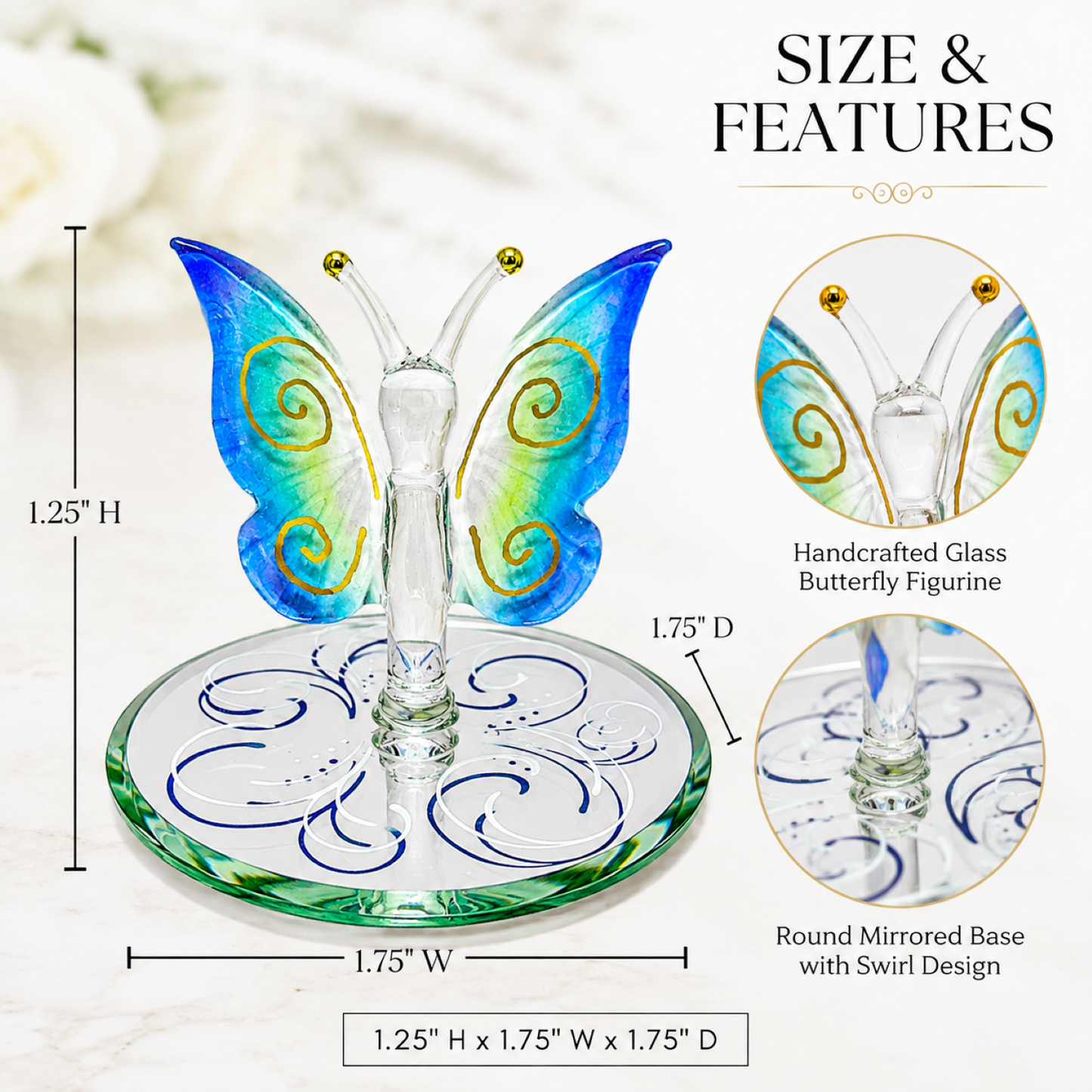 Blue Butterfly Figurine – Handcrafted Glass Butterfly Decor & Gift