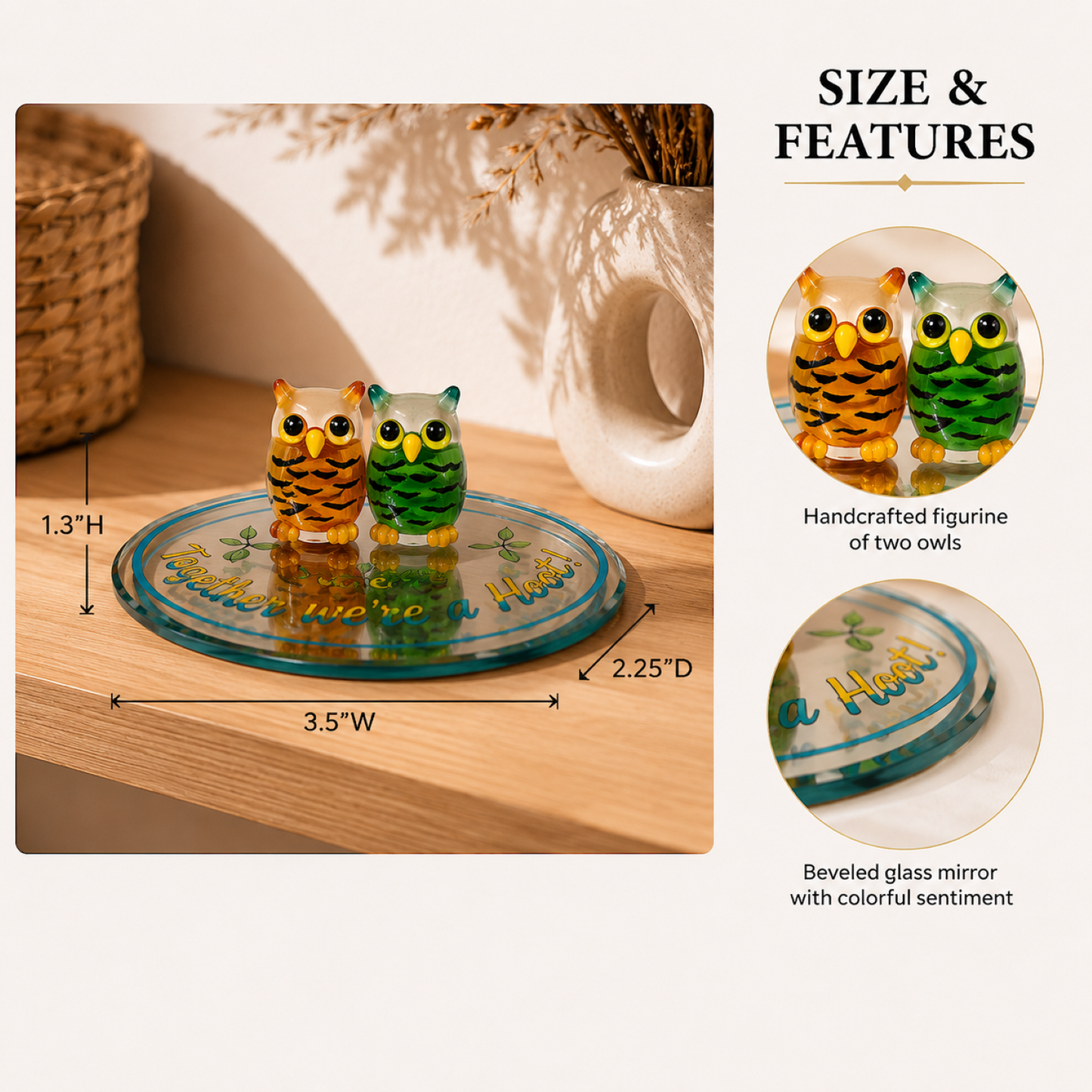 Owl Figurine Friendship Gift – Glass Owl Figurines, Best Friend Gift, Friendship Decor, Owl Collectible