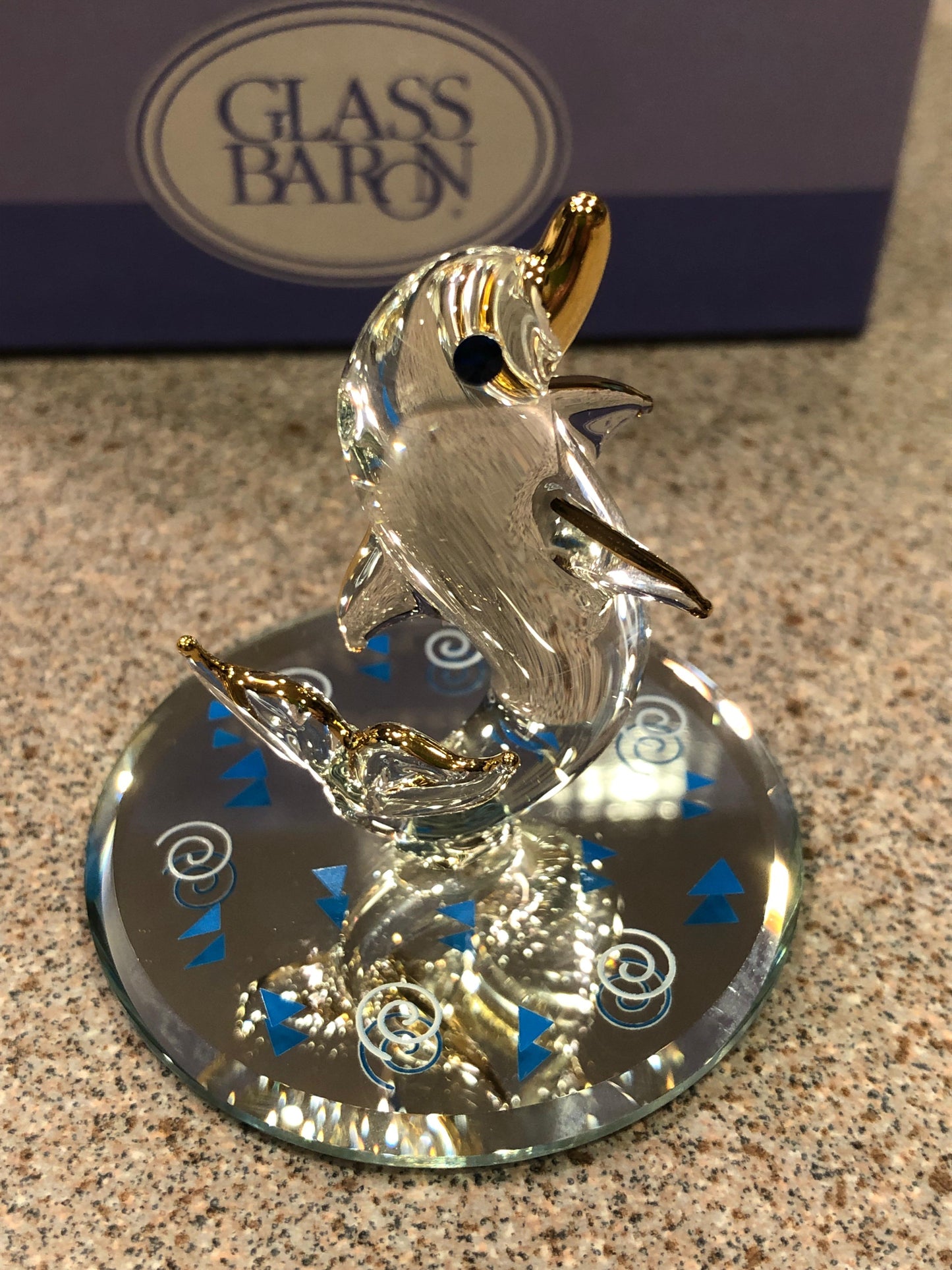 Glass Dolphin Figurine, Handcrafted Glass Statue, Coastal Home Decor, Beach House Gift, Marine Life Collectible
