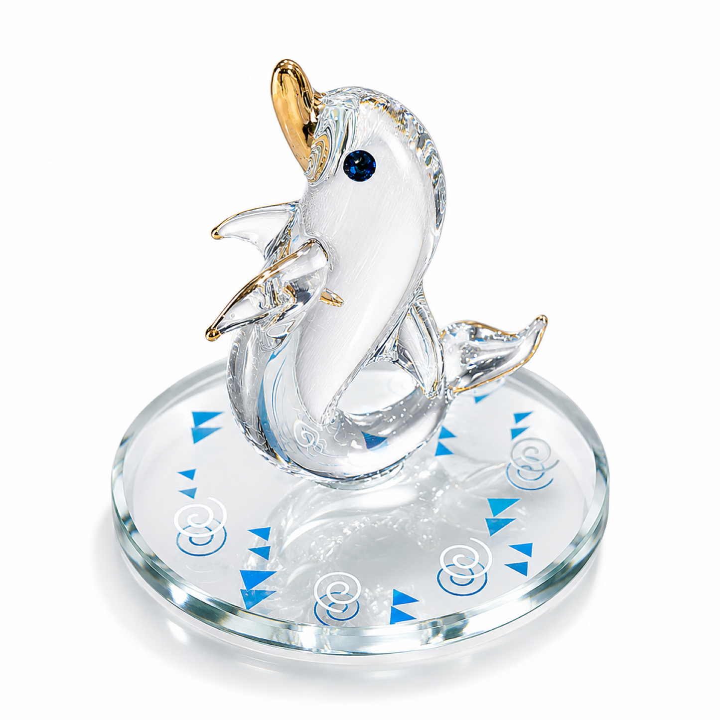 Glass Dolphin Figurine, Handcrafted Glass Statue, Coastal Home Decor, Beach House Gift, Marine Life Collectible
