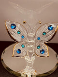 Butterfly with Blue Crystals Figurine | Glass Butterfly Décor Gift