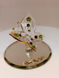 Butterfly with Green Crystals Figurine | Handcrafted Glass Art with 22Kt Gold Trim