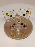 Butterfly with Green Crystals Figurine | Handcrafted Glass Art with 22Kt Gold Trim