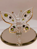 Butterfly with Green Crystals Figurine | Handcrafted Glass Art with 22Kt Gold Trim