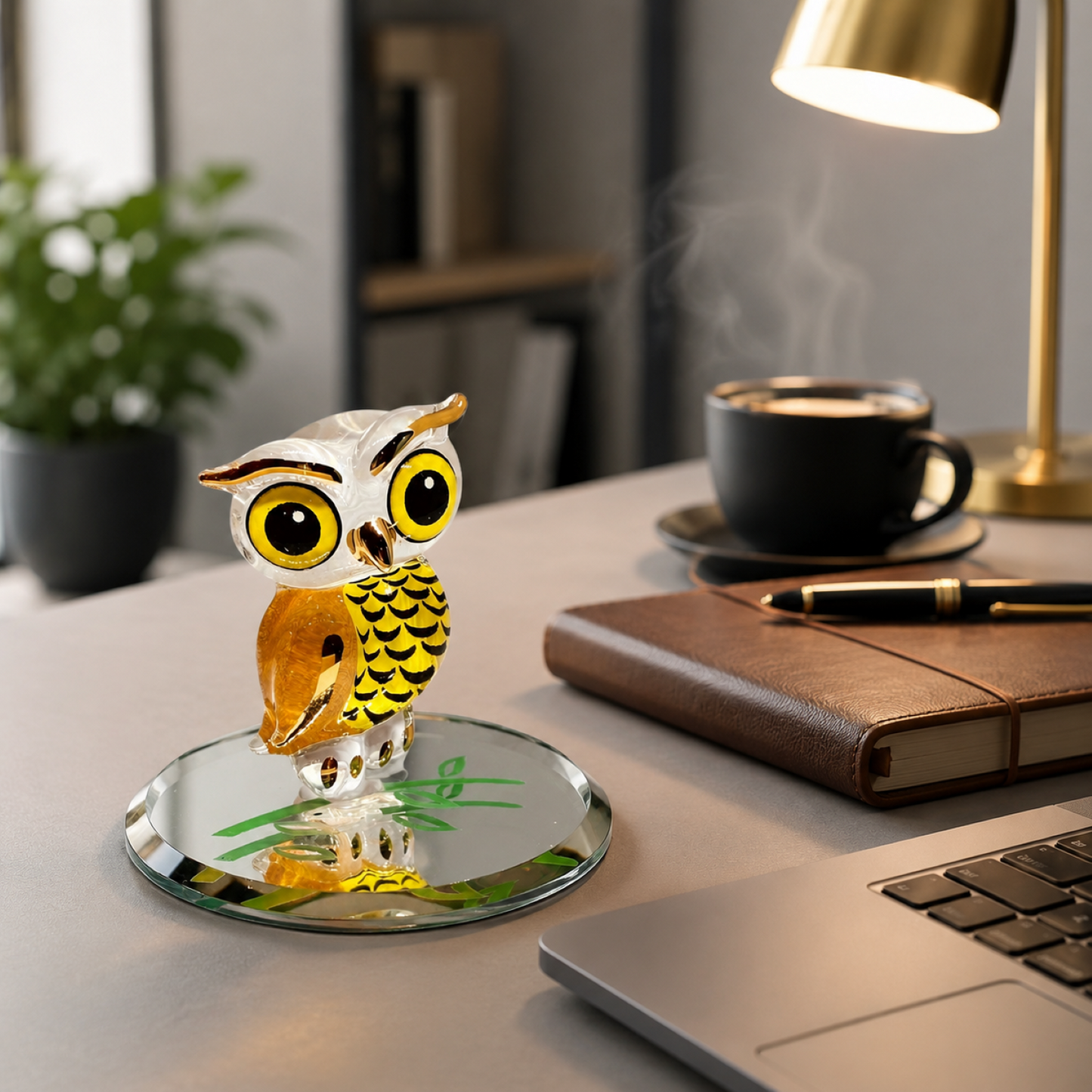 Glass Owl Figurine Gift for Owl Lovers | Mini Bird Collectible Home Decor