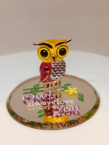 Owl Always Love You Figurine | Handcrafted Glass Owl Gift with Gold Accents