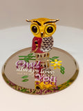 Owl Always Love You Figurine | Handcrafted Glass Owl Gift with Gold Accents