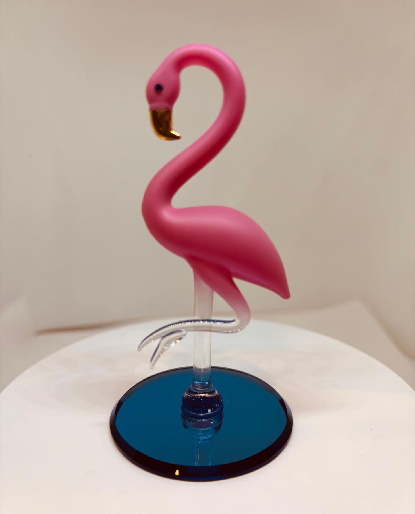 Glass Flamingo Figurine Tropical Bird Decor Coastal Home Accent Beach Theme