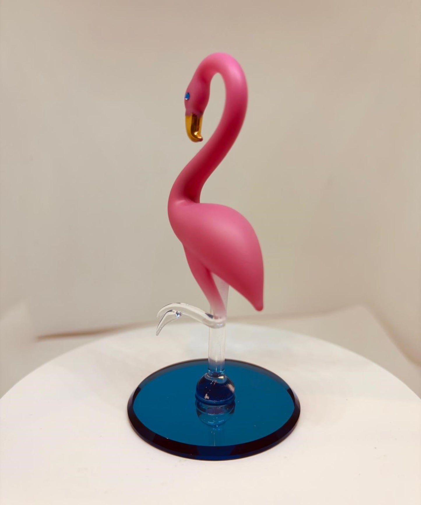Glass Flamingo Figurine Tropical Bird Decor Coastal Home Accent Beach Theme