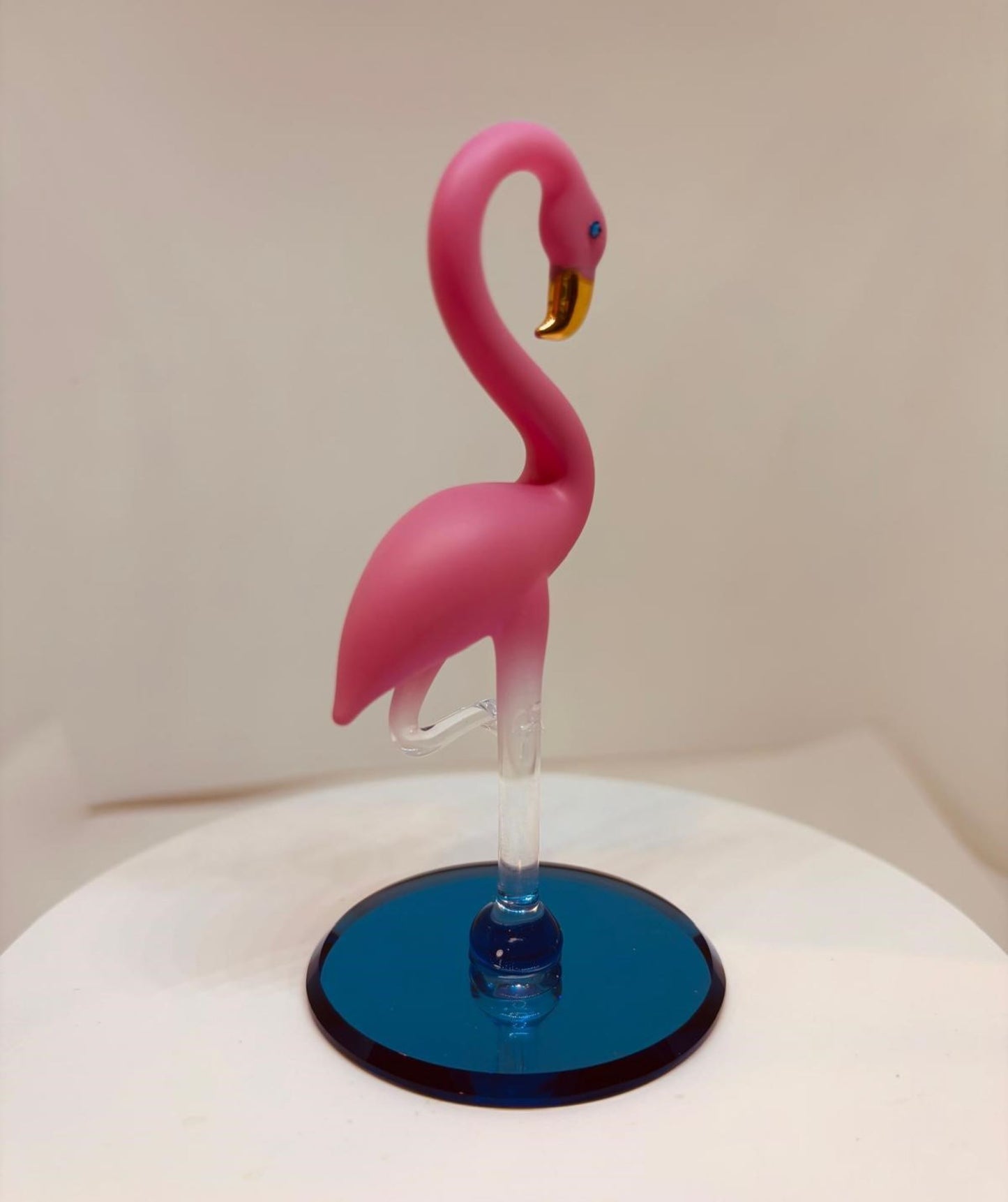 Glass Flamingo Figurine Tropical Bird Decor Coastal Home Accent Beach Theme
