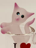 Kitty in a Cup Glass Figurine | Cat Lover Collectible Gift with “I ♥ Cats” Message