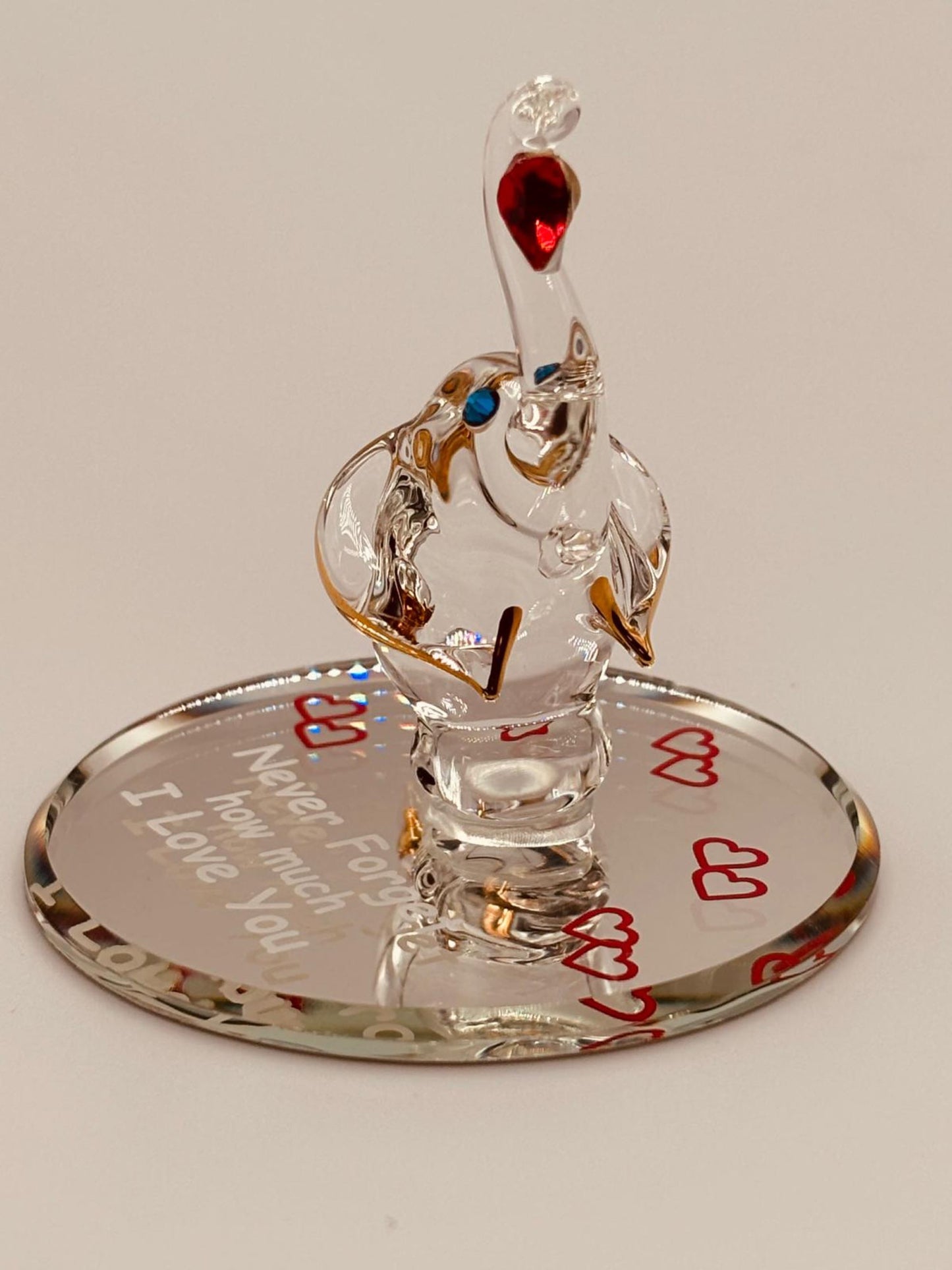 Elephant Never Forget Glass Figurine | Handcrafted Gift with Heart Message