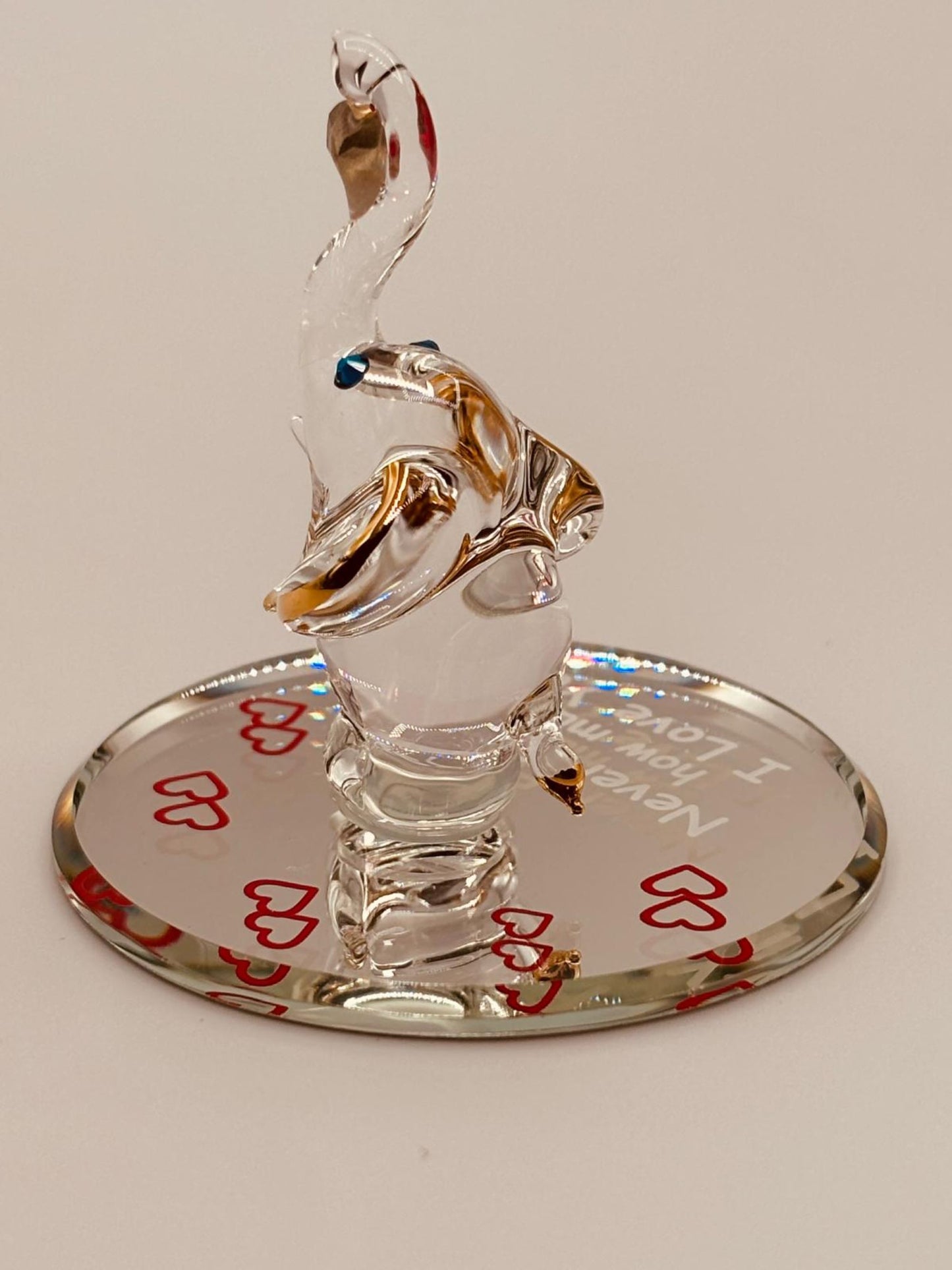 Elephant Never Forget Glass Figurine | Handcrafted Gift with Heart Message