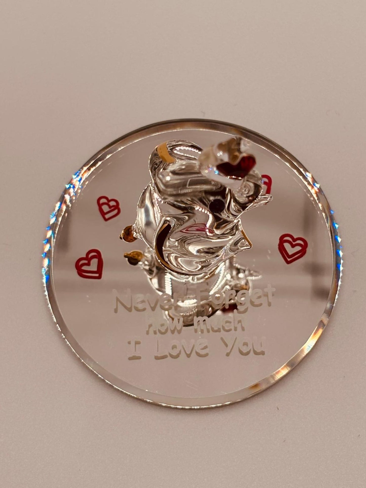 Elephant Never Forget Glass Figurine | Handcrafted Gift with Heart Message