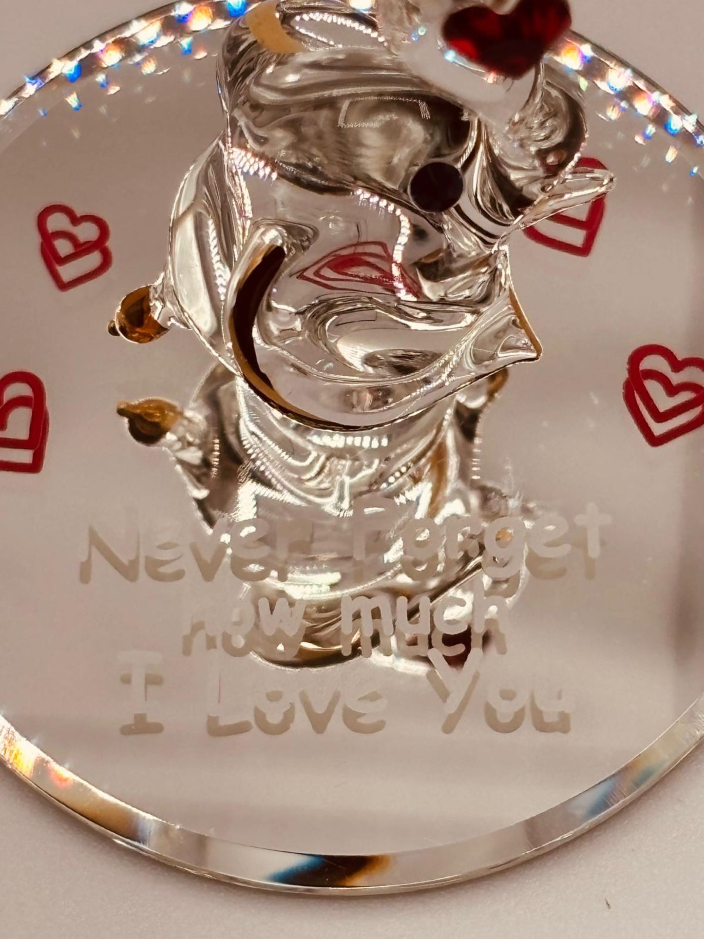 Elephant Never Forget Glass Figurine | Handcrafted Gift with Heart Message