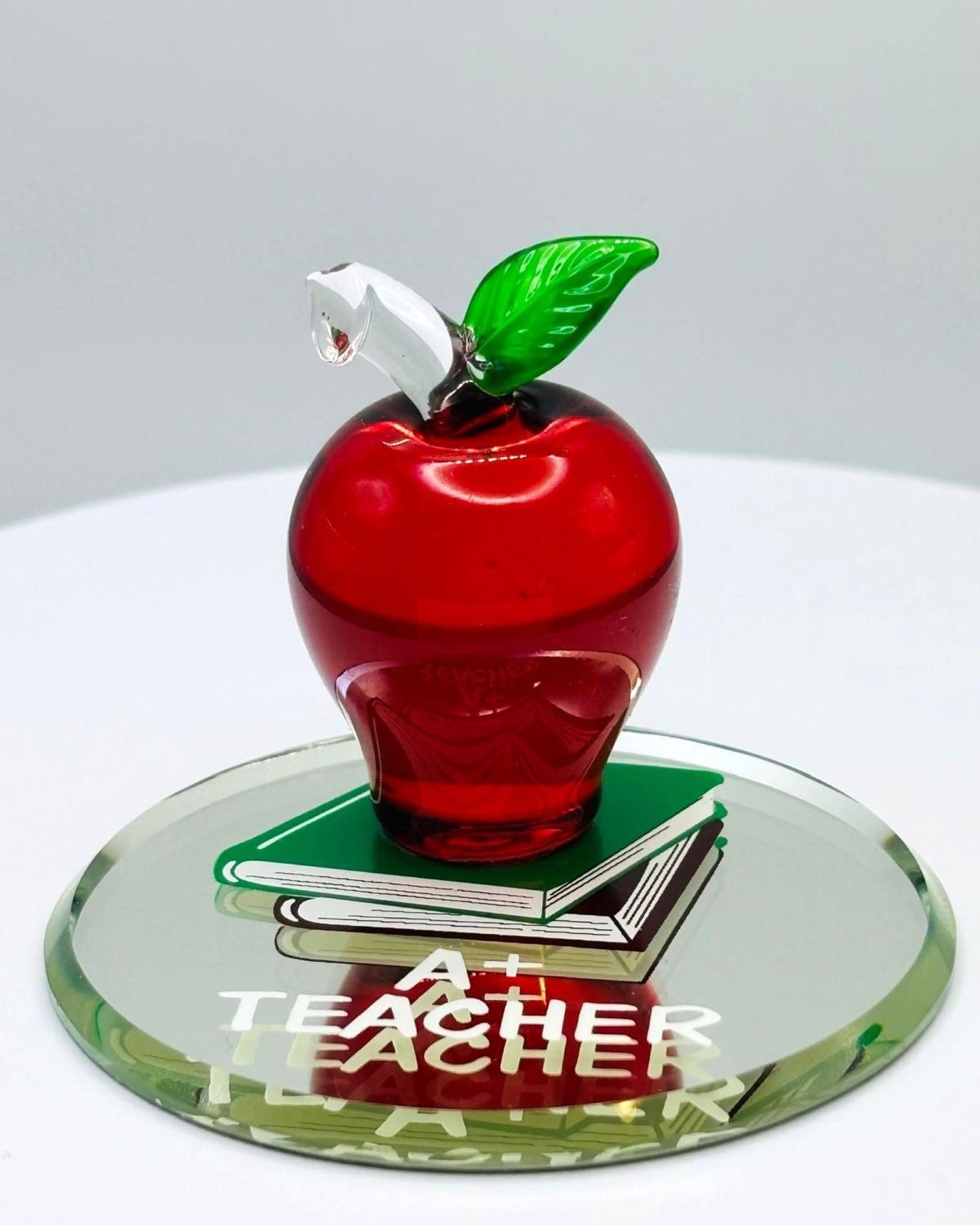 A+ Teacher Glass Apple Figurine | Handcrafted Teacher Appreciation Gift