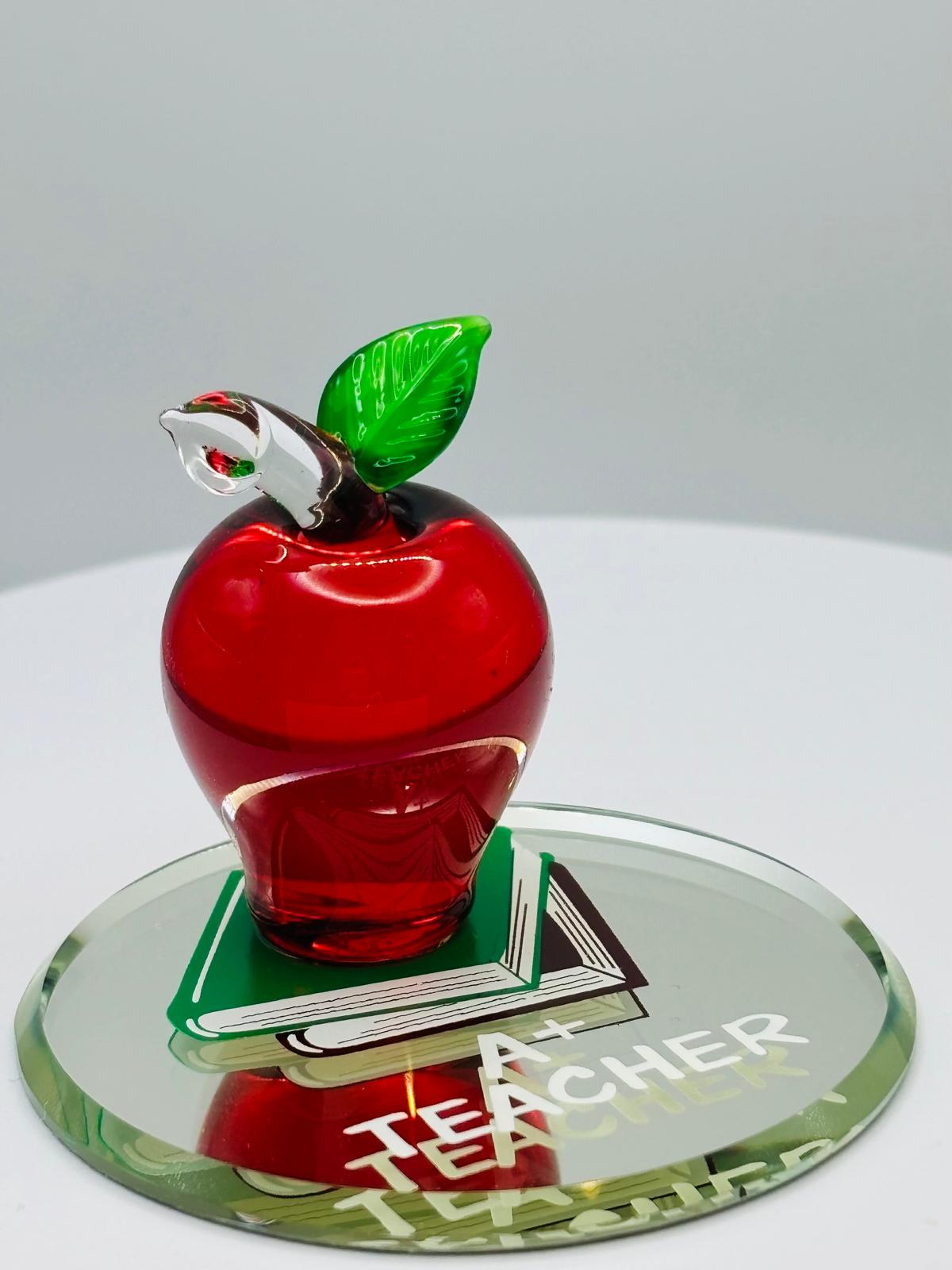 A+ Teacher Glass Apple Figurine | Handcrafted Teacher Appreciation Gift