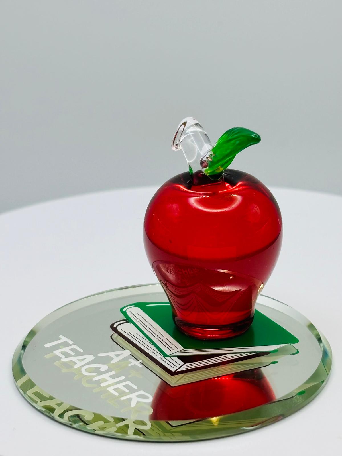 A+ Teacher Glass Apple Figurine | Handcrafted Teacher Appreciation Gift