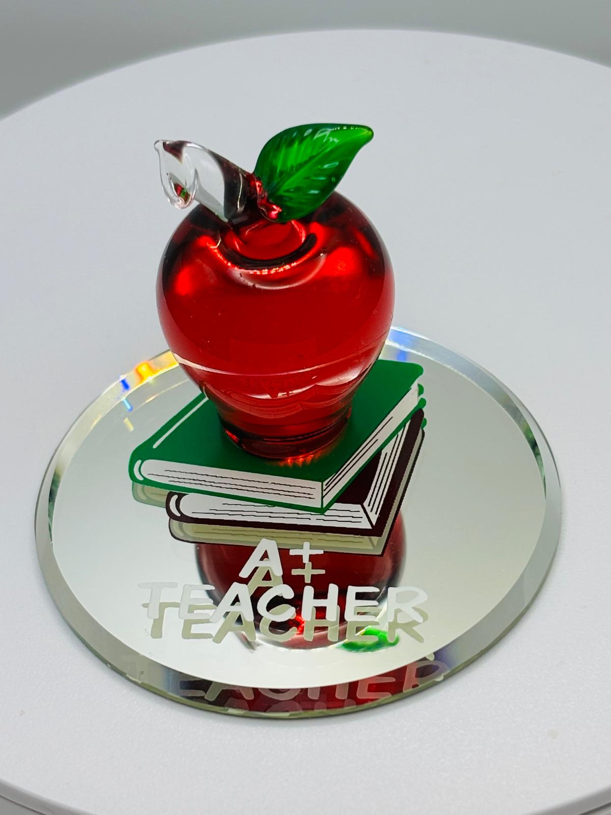A+ Teacher Glass Apple Figurine | Handcrafted Teacher Appreciation Gift