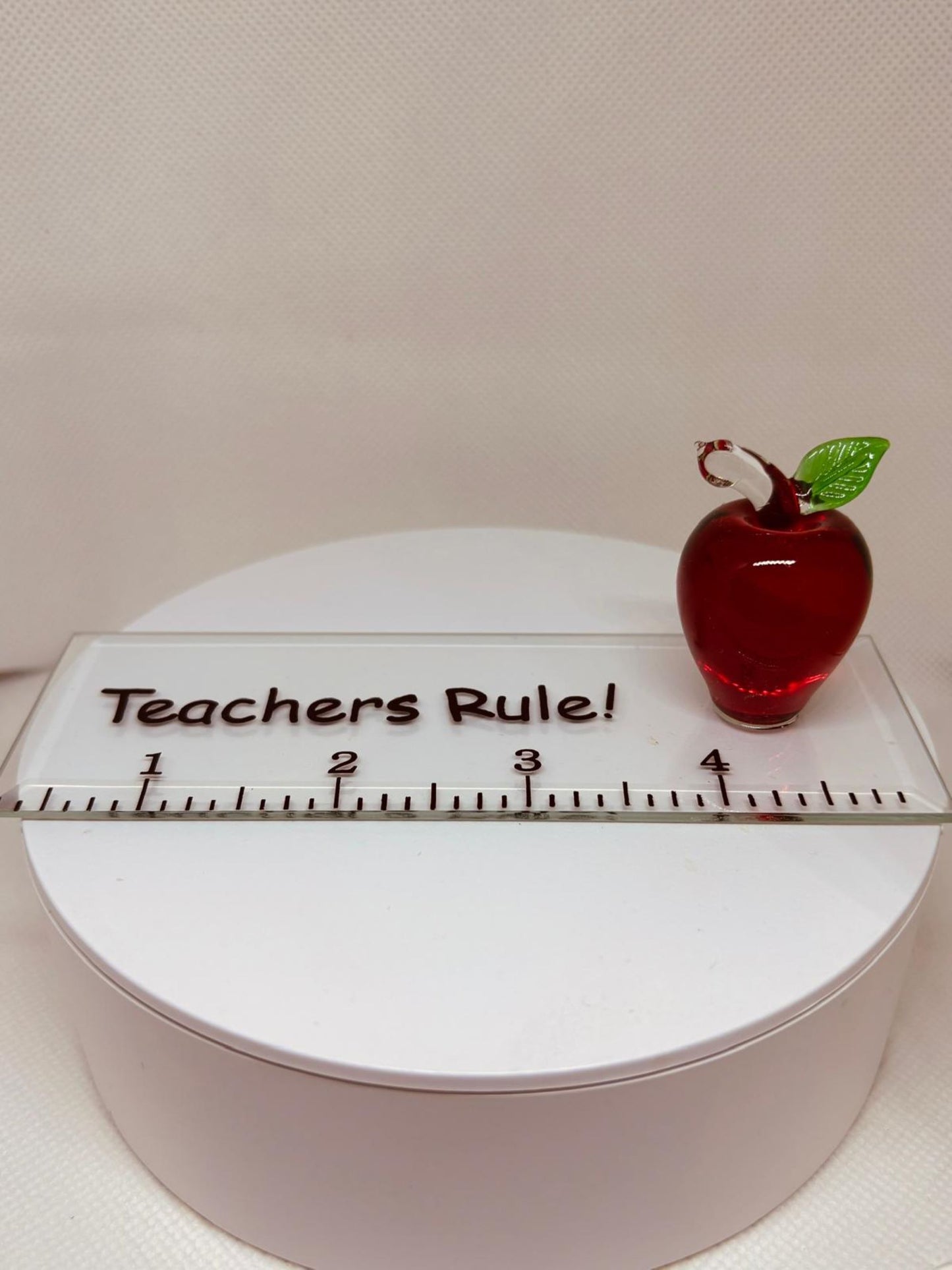 Teacher Gift Glass Apple Figurine | Teachers Rule Desk Decor