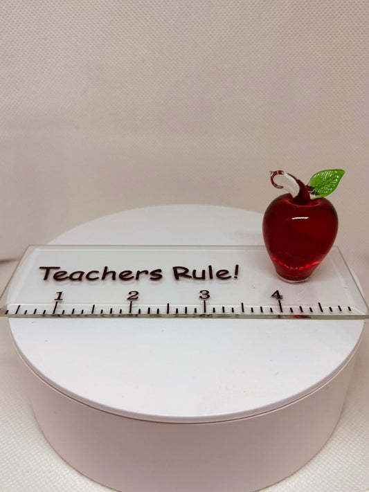 Teachers Rule Glass Apple Handcrafted Gift for Teachers