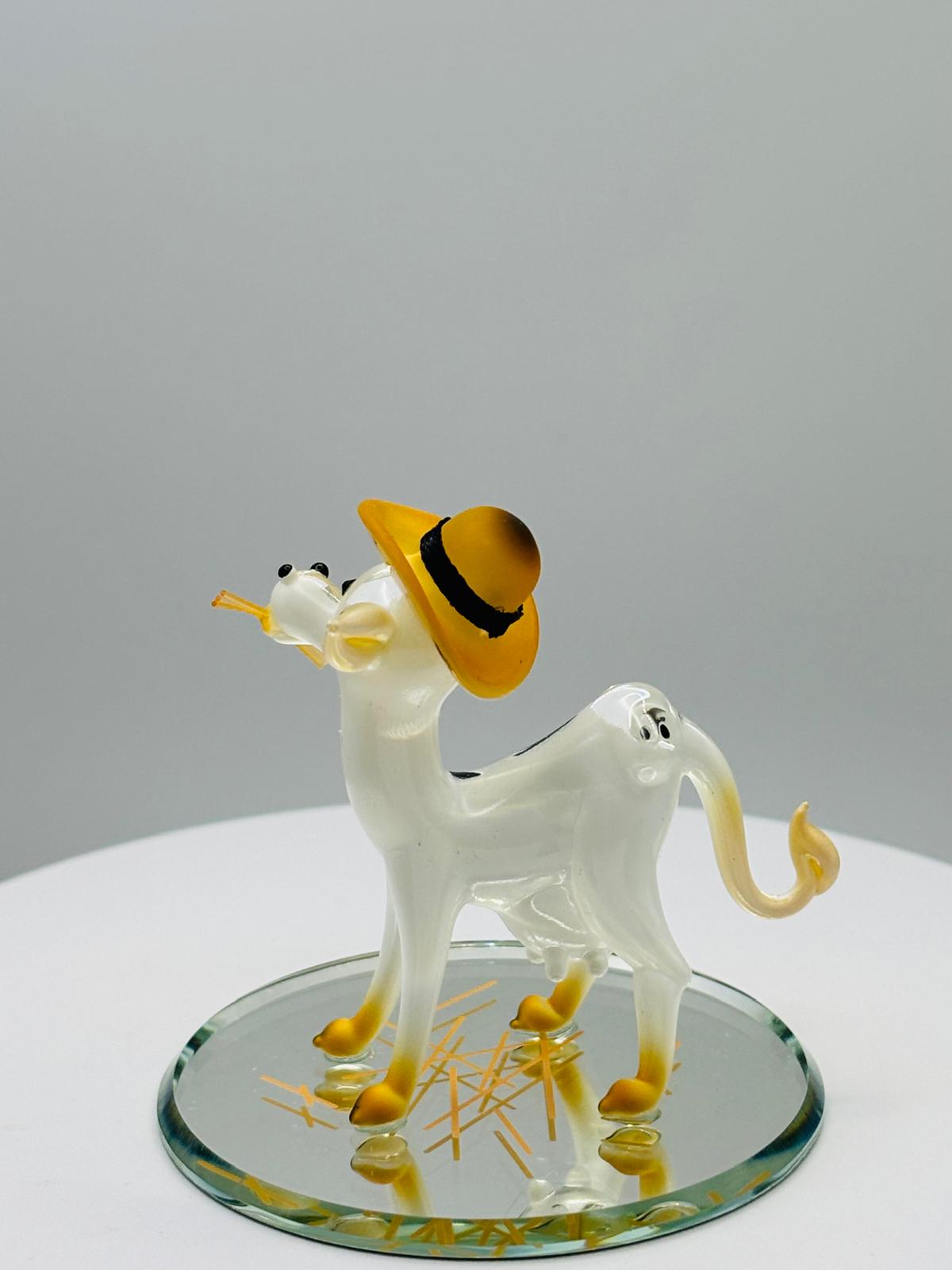 Cow Lola Glass Figurine with Hat Farm Animal Collectible Decor