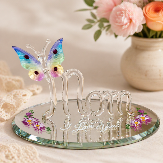 mom i love you butterfly glass figurine rainbow butterfly on mirror base decorative keepsake for mother