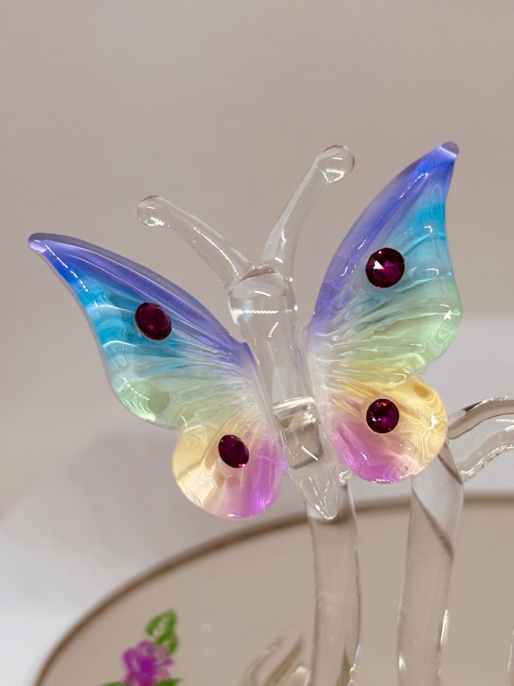Mom I Love You Butterfly Glass Figurine Mother's Day Gift Mom Decorative Glass Decor