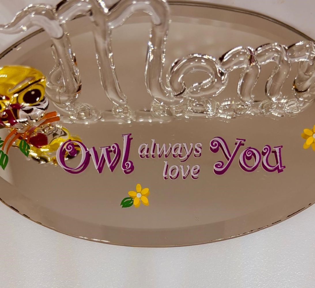 Mom Gift Glass Figurine Owl Decor Mothers Day Present Love You Collectible Gift