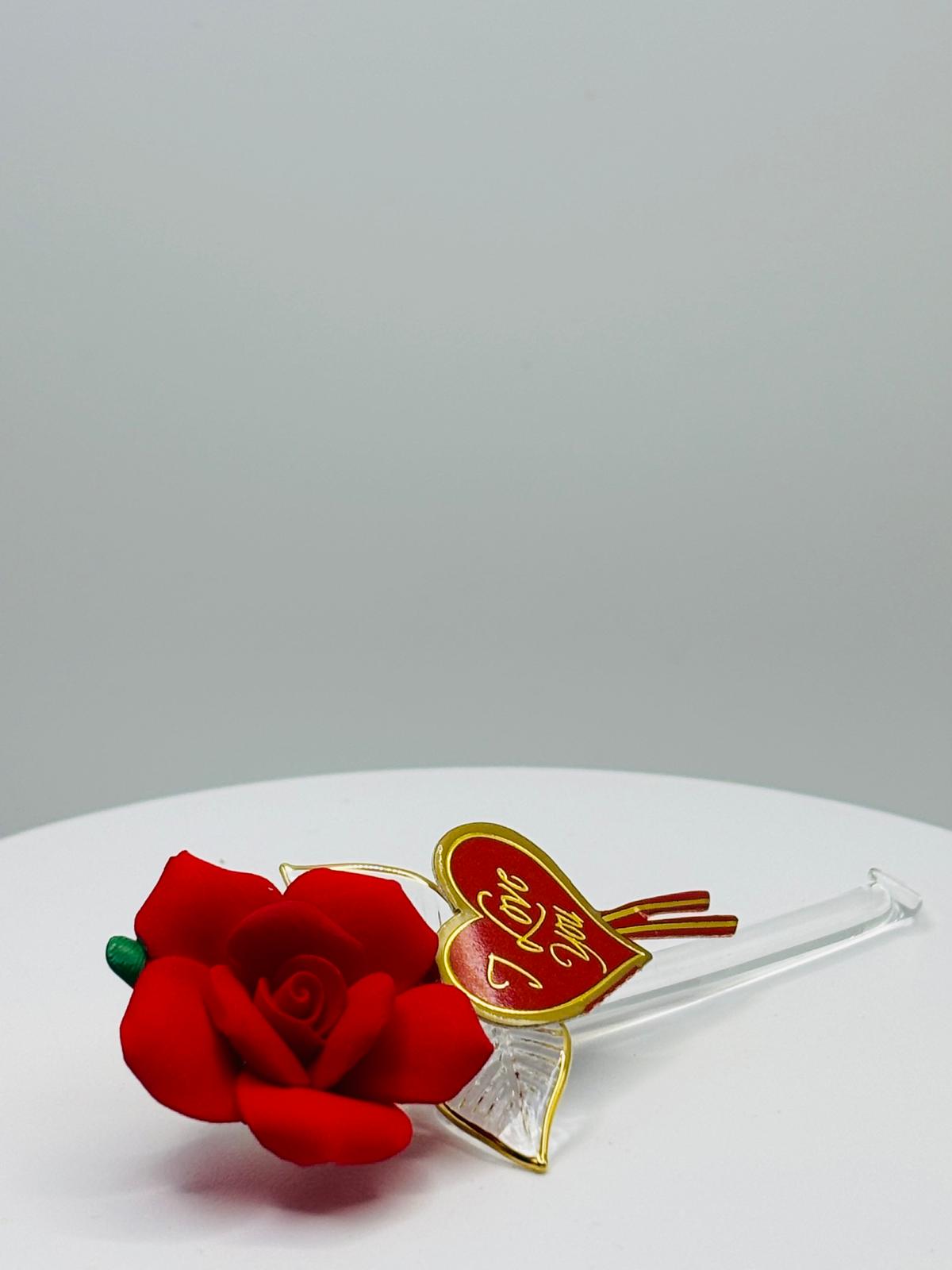 Red Rose “I Love You” Glass Gift Romantic Flower Decor Valentine Gift Anniversary Keepsake Gift for Her