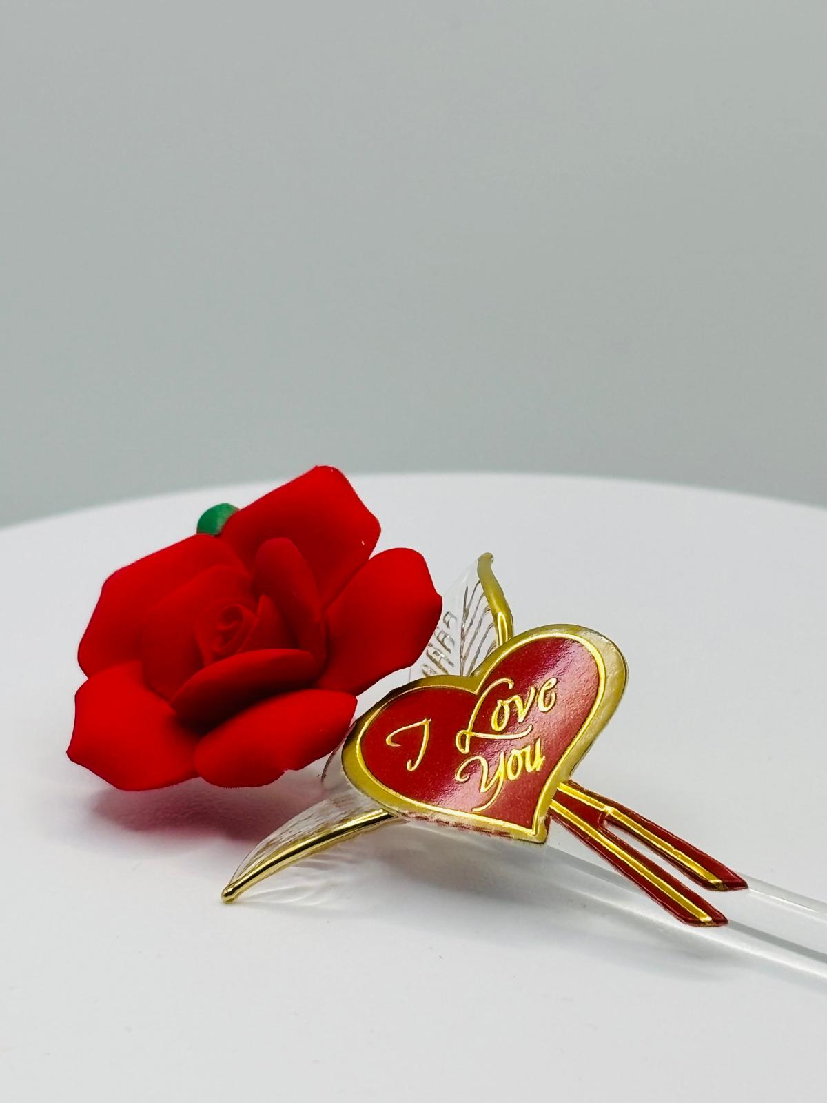 Red Rose “I Love You” Glass Gift Romantic Flower Decor Valentine Gift Anniversary Keepsake Gift for Her