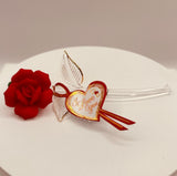 Handcrafted red glass rose with gold accents for romantic gifting