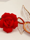 “I Love You” Red Rose Figurine | Glass Flower Romantic Gift Décor