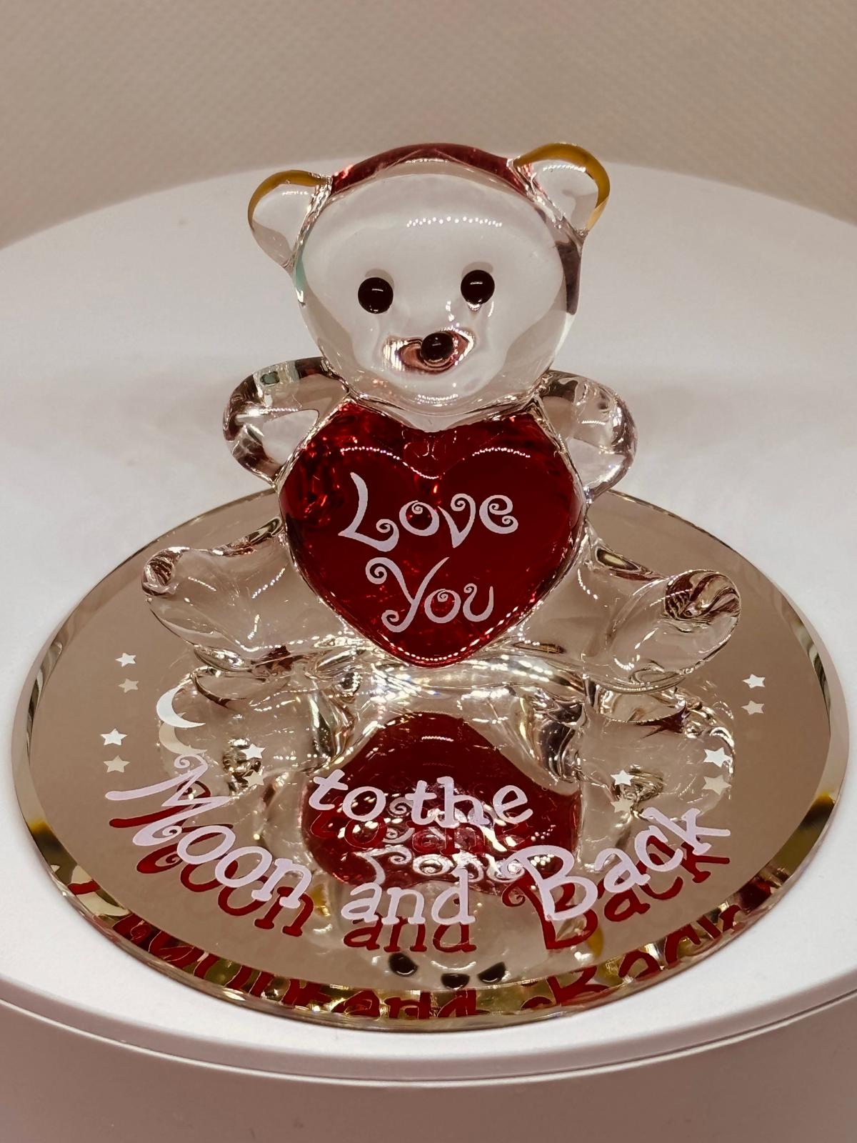 To the Moon and Back Bear Figurine | Handcrafted Glass Love Bear with Heart