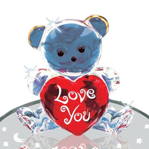 Love You To the Moon & Back Red Bear, Handcrafted Glass Bear Figurine, Animals Bear Gift, Anniversary Gifts for Wife