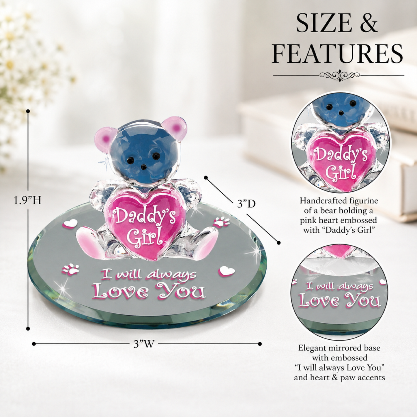 Daddy's Girl Bear Figurine Gift for Daughter with Love Message
