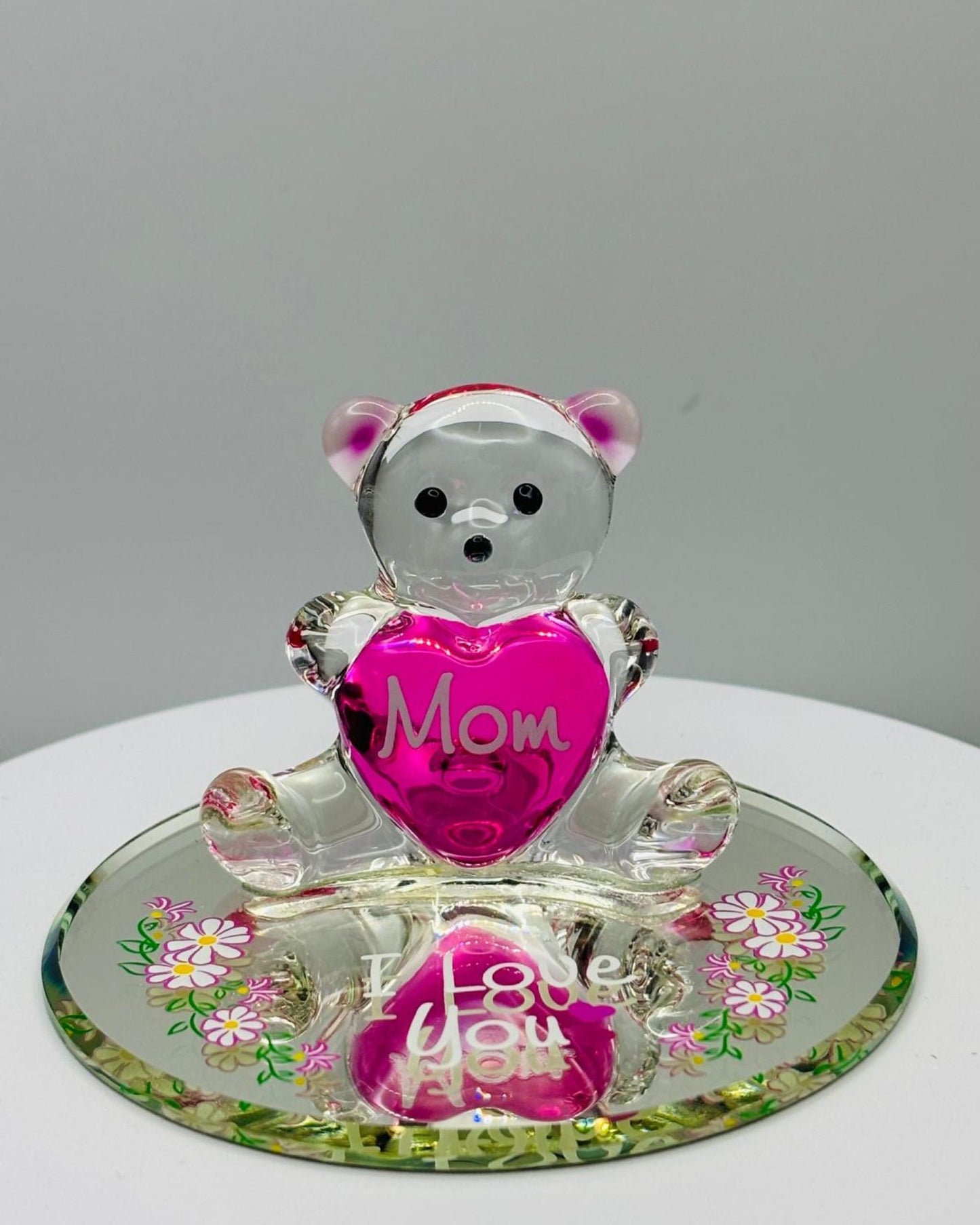 Love You Bear for Mom Figurine | Handcrafted Glass Bear Mother’s Gift Décor