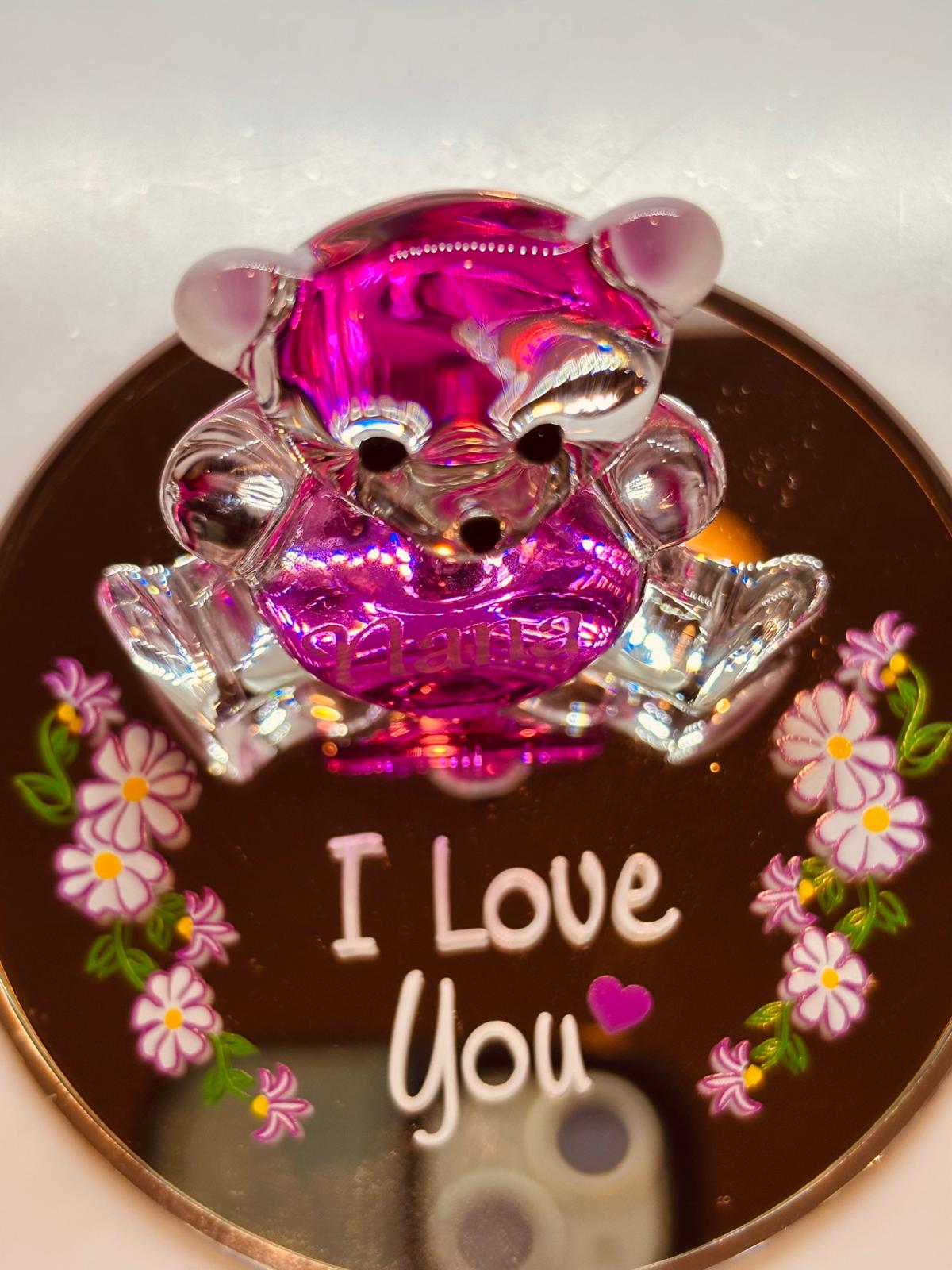 Love You Nana Bear Figurine Nana Gift Glass Heart Decor