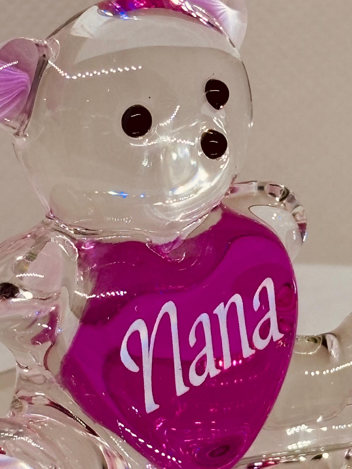 Love You Nana Bear Figurine Nana Gift Glass Heart Decor