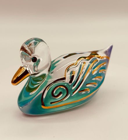 Classy Duck Glass Figurine | Colorful Collectible Animal Decor & Gift