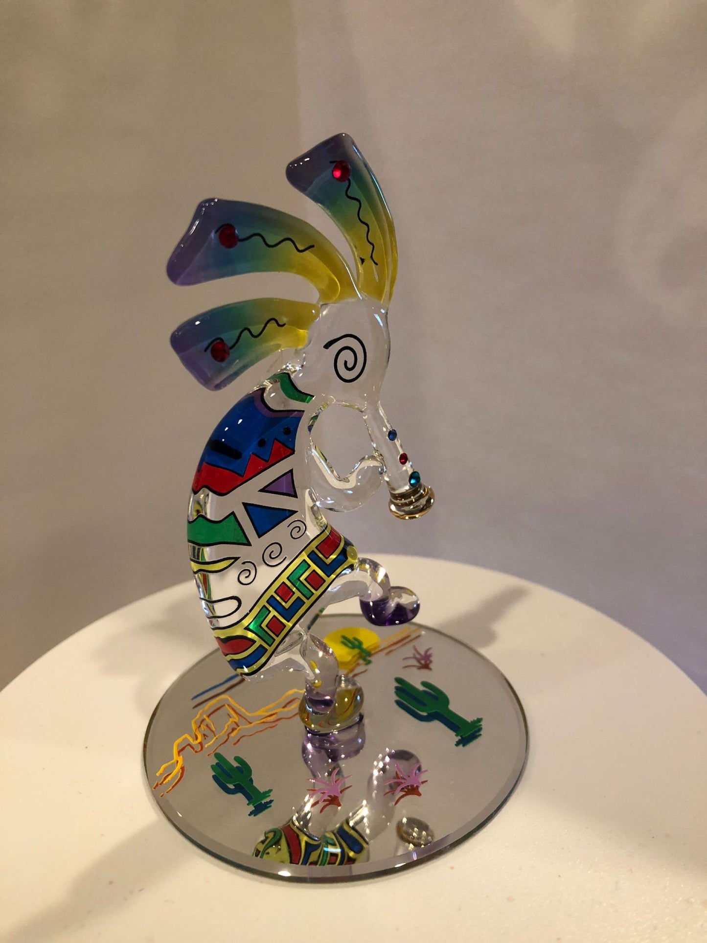 Handmade Kokopelli Glass Figurine Home Decoration Fertility Decor Gift
