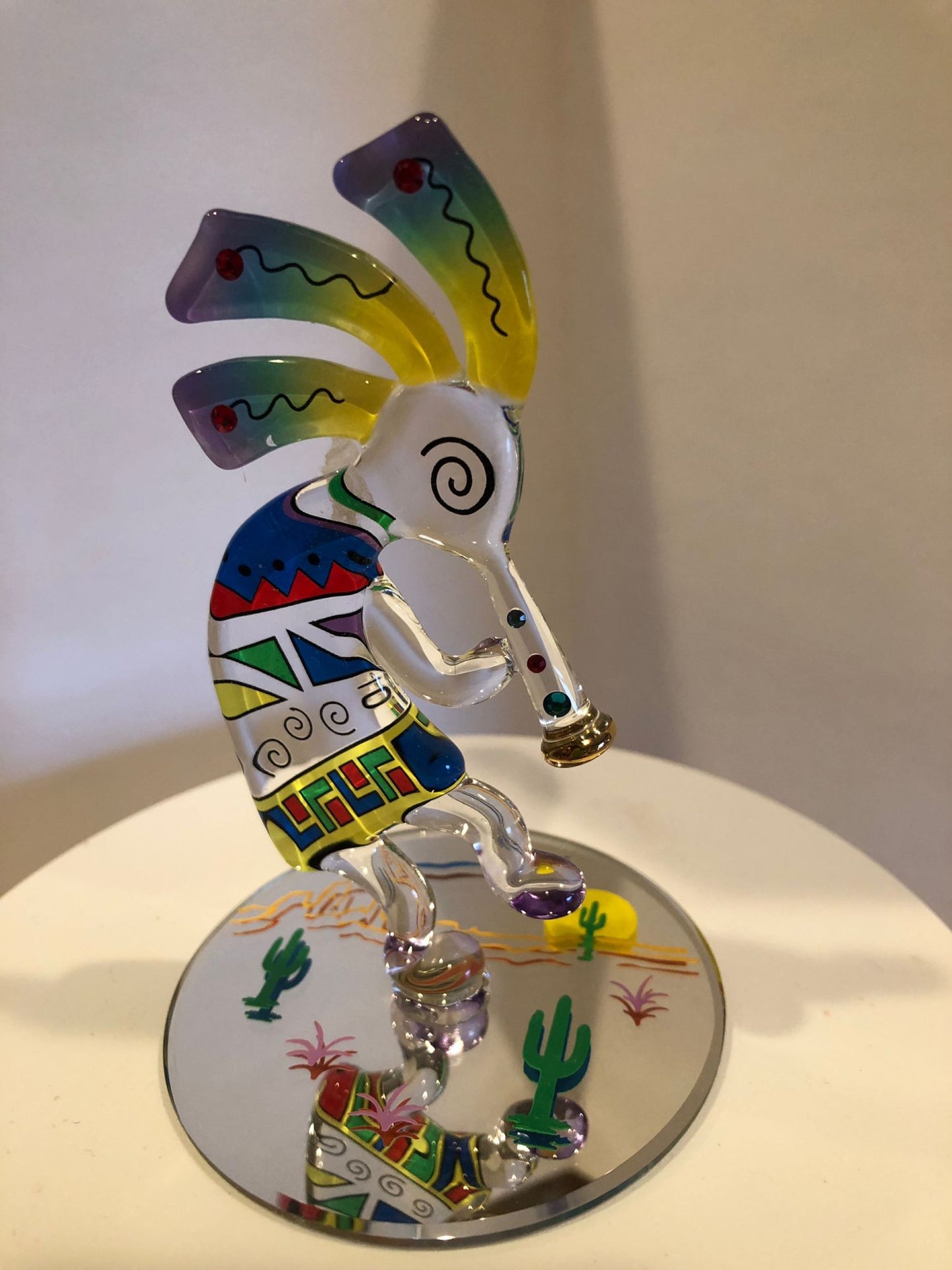 Handmade Kokopelli Glass Figurine Home Decoration Fertility Decor Gift