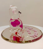 Pink Bear Figurine "Love You to the Moon and Back" Glass Heart Gift