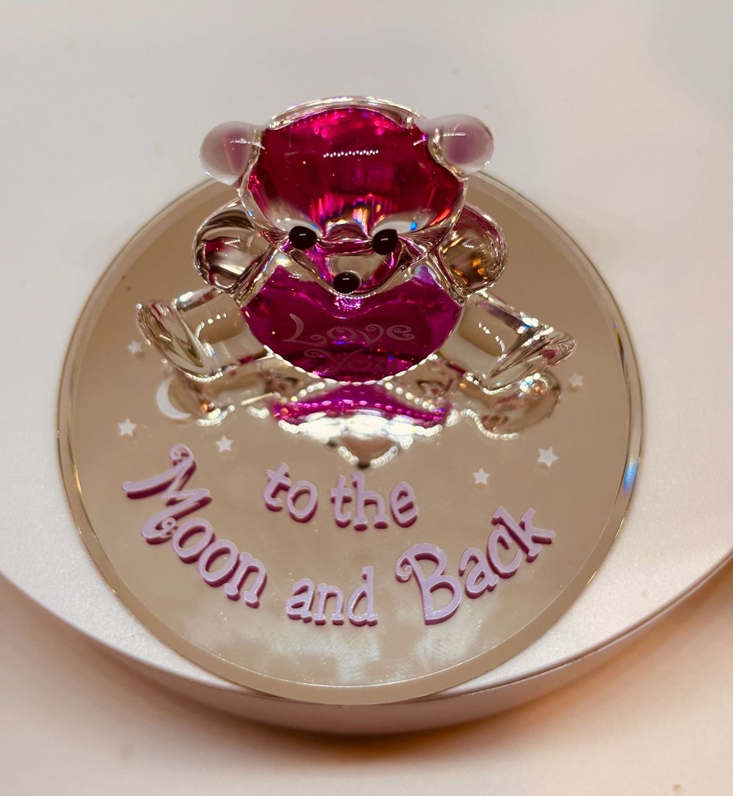 Teddy Bear Glass Figurine Gift | Love You To The Moon And Back Decor