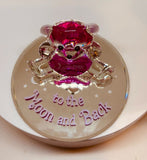 Pink Bear Figurine "Love You to the Moon and Back" Glass Heart Gift